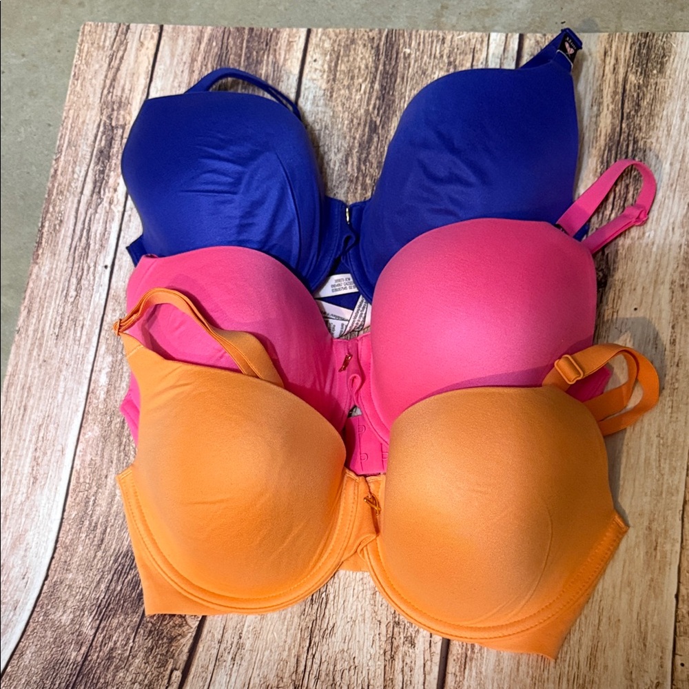 Victoria's Secret Blue, Pink, and Orange Bras